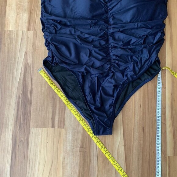 J. Crew Ruched Navy Blue One Piece Swimsuit Bathing Suit Size 24 NWT - Picture 5 of 9